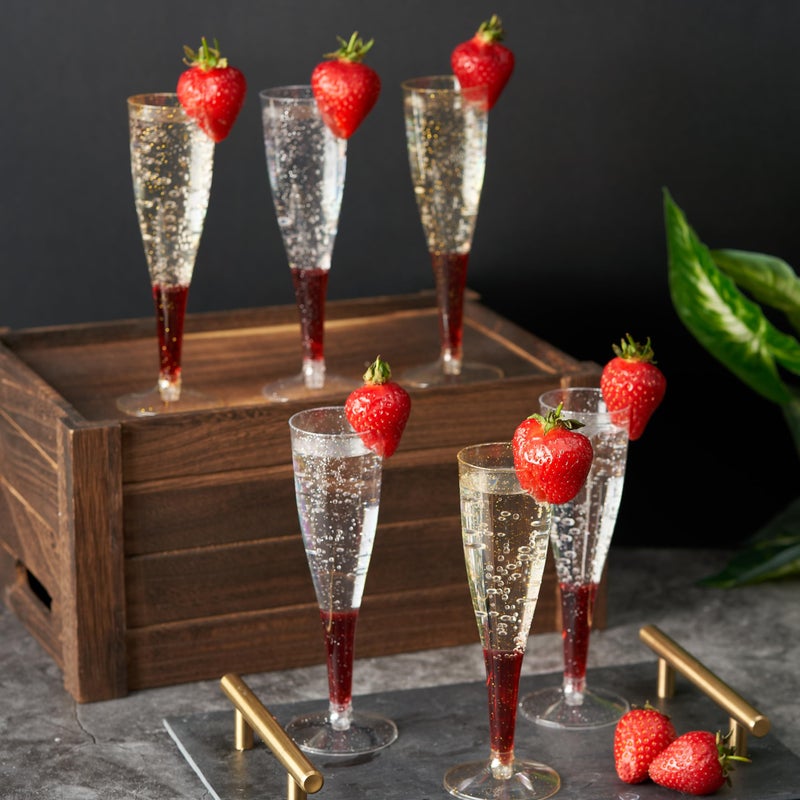 MATANA 120 Silver & Gold Glitter Plastic Champagne Flutes, 5 Oz Plastic Champagne Glasses for Parties, Clear Plastic Toasting Glasses, Mimosa Glasses, Wedding Party Cocktail Cups, Reusable | Bulk Pack - Image 5